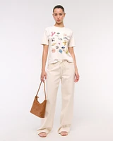 Short-Sleeve Hibiscus Graphic Relaxed Tee