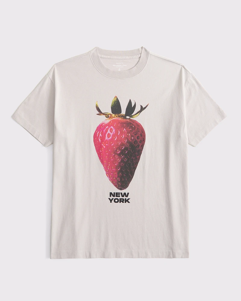 Oversized New York Strawberry Graphic Tee