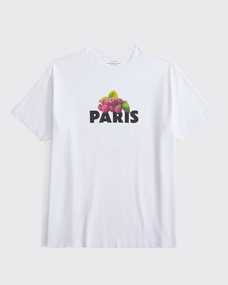 Oversized Paris Raspberry Graphic Tee