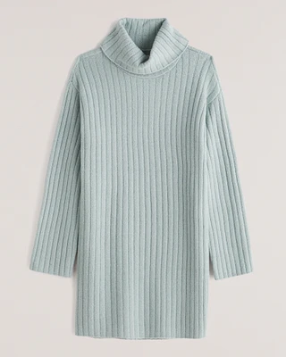 Easy-Fitting Turtleneck Sweater Dress