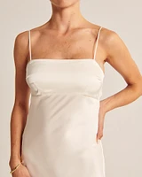 Satin Cowl Back Slip Midi Dress