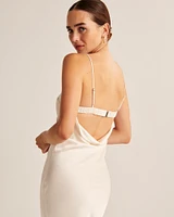 Satin Cowl Back Slip Midi Dress