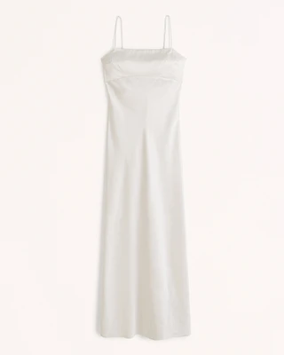 Satin Cowl Back Slip Midi Dress