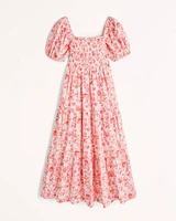 Smocked Bodice Poplin Midi Dress