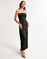 Strapless Satin Maxi Dress