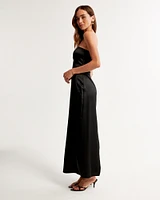 Strapless Satin Maxi Dress