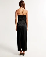 Strapless Satin Maxi Dress