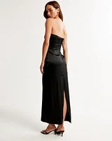 Strapless Satin Maxi Dress