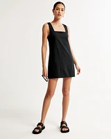 Linen-Blend Wide Strap Mini Dress