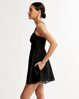 Ruched Chiffon Mini Dress