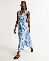 Crinkle Textured Smocked Waist Maxi Dress