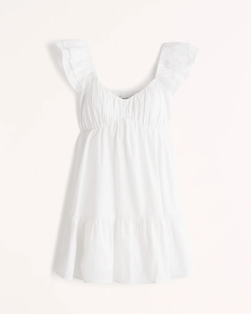Ruched Flutter Sleeve Mini Dress
