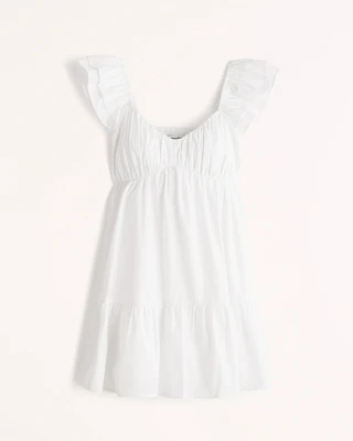 Ruched Flutter Sleeve Mini Dress