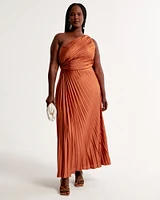 One-Shoulder Pleated Maxi Dress