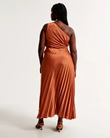 One-Shoulder Pleated Maxi Dress