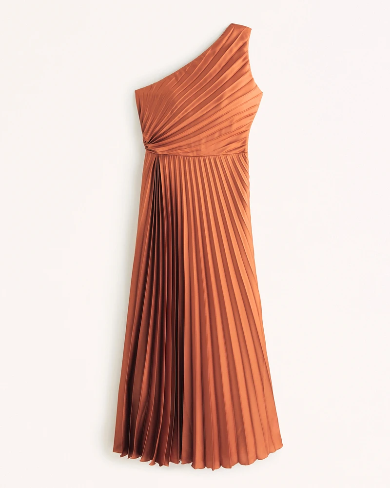 One-Shoulder Pleated Maxi Dress