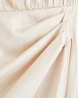 Satin Draped High-Neck Mini Dress