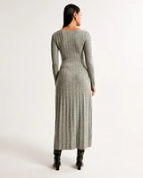 Long-Sleeve Slash Maxi Sweater Dress