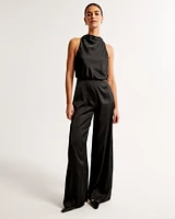 High-Neck Draped Jumpsuit