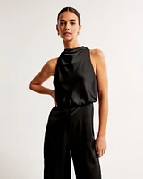 High-Neck Draped Jumpsuit