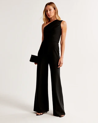 One-Shoulder Crepe Jumpsuit