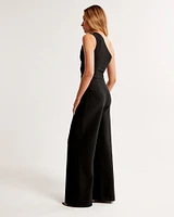 One-Shoulder Crepe Jumpsuit