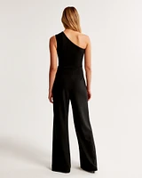 One-Shoulder Crepe Jumpsuit