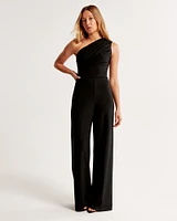 One-Shoulder Crepe Jumpsuit