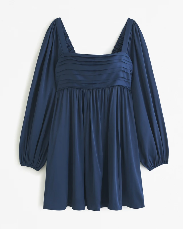 long occasion dress with sleeves Elagant Deep V Lantern Long Slit Sleeve Applique Pleated Maxi Dress