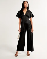 Angel Sleeve Satin Jumpsuit