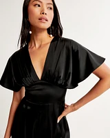 Angel Sleeve Satin Jumpsuit