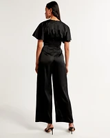 Angel Sleeve Satin Jumpsuit