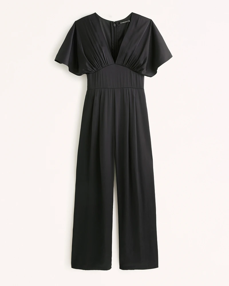 Angel Sleeve Satin Jumpsuit