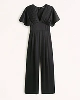 Angel Sleeve Satin Jumpsuit