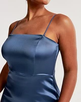 Stretch Satin Strapless Maxi Dress