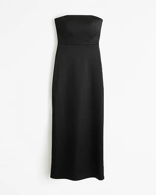 Stretch Satin Strapless Maxi Dress