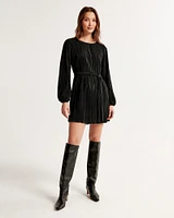 Satin Plisse Easy Mini Dress
