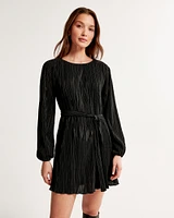 Satin Plisse Easy Mini Dress