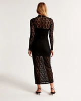 Long-Sleeve Mesh Maxi Dress