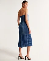 Strapless Pleat Release Midi Dress