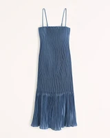 Strapless Pleat Release Midi Dress