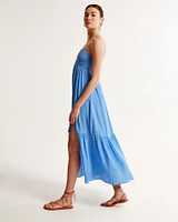 Crinkle Textured Ruched Maxi Dress