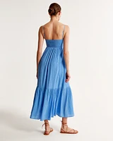 Crinkle Textured Ruched Maxi Dress