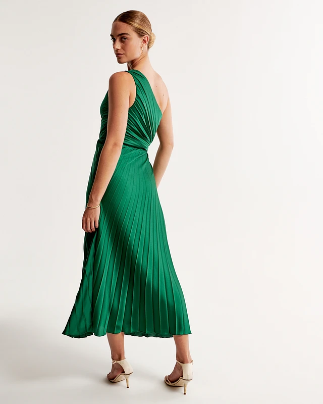 abercrombie green pleated dress & Fitch The A&F Giselle One-Shoulder Maxi Trend:OLD HOLLYWOOD