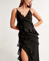 Cascading Ruffle Maxi Dress