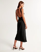 Draped High-Neck Shell Midi Dress