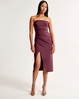 Strapless Crepe Midi Dress