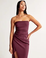 Strapless Crepe Midi Dress