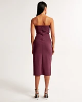 Strapless Crepe Midi Dress