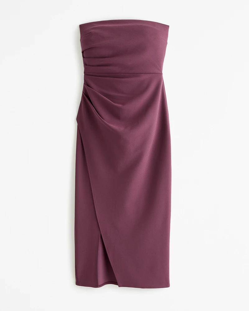 Strapless Crepe Midi Dress
